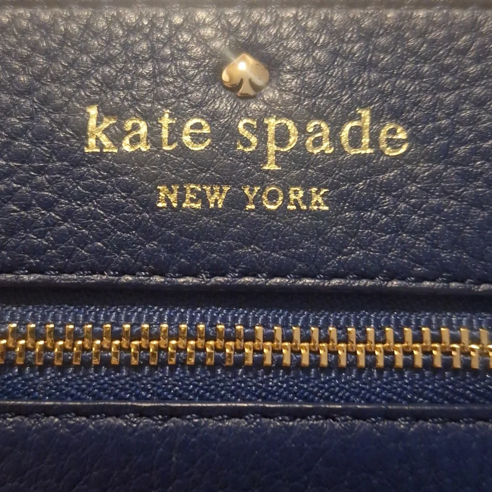 Kate Spade Blue Pebbled Leather Wristlet